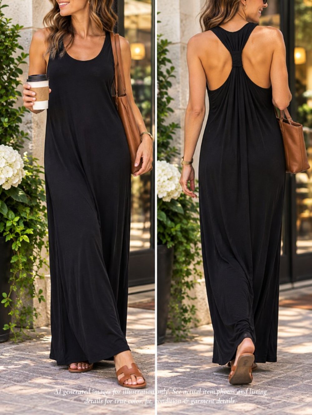 Calvin Klein Black Maxi Dress | Sleeveless | 58" Length